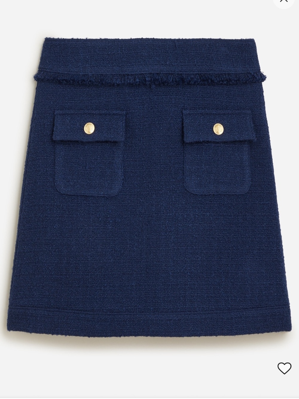 J. Crew Navy Tweed Mini Skirt with Gold Buttons